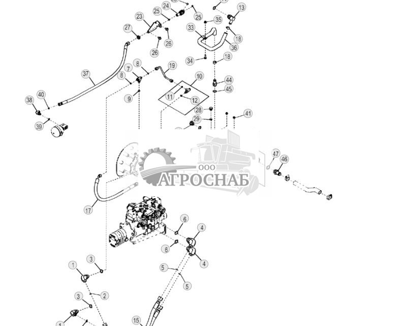 Гидросистема левого гидростатического привода (ЭГ управление) (односкоростной) - ST2438 193.jpg